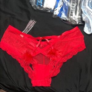 VS Lace panty with Pom Poms